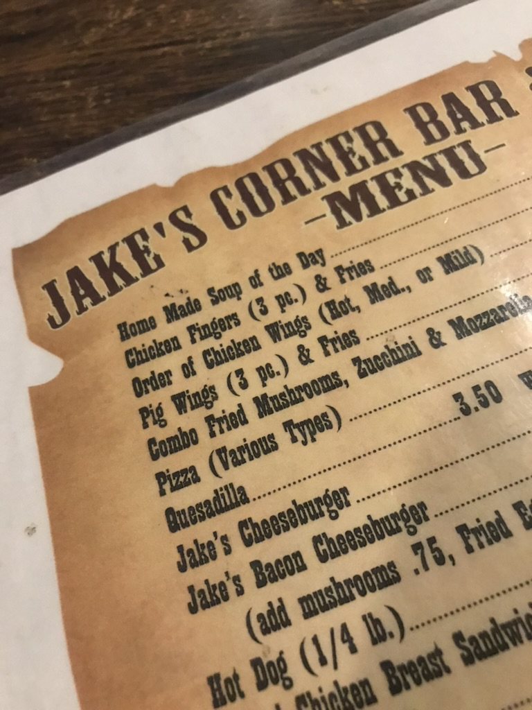 Speisekarte von Jake’s Corner
