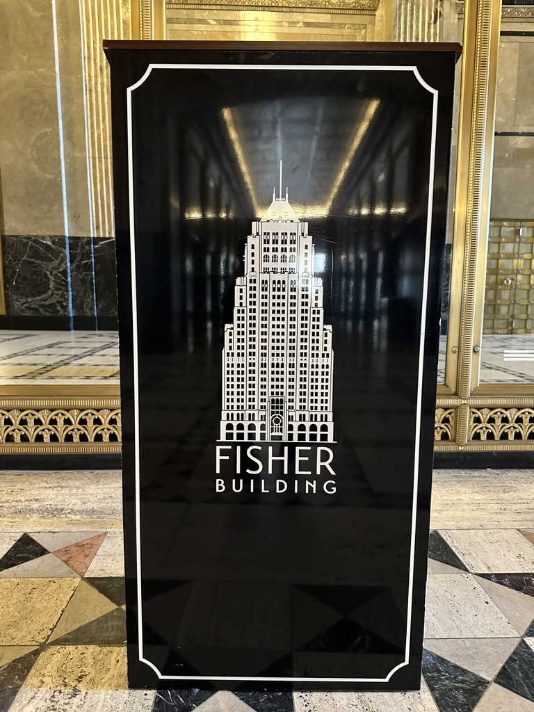 Gebäudetafel im Fisher Building