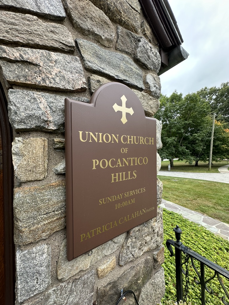 Schild der Union Church of Pocantico Hills
