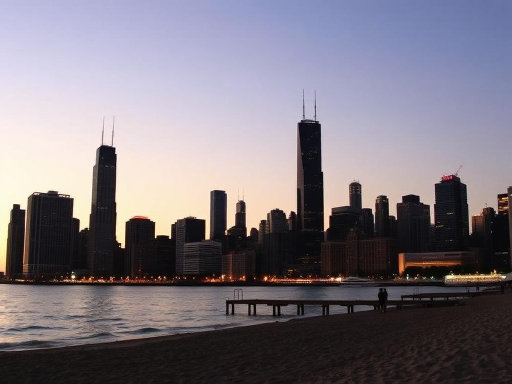 Skyline von Chicago am Seeufer