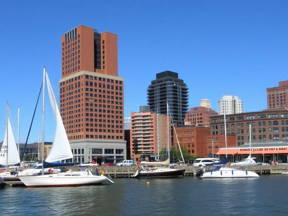 Hafen von Milwaukee mit Segelbooten
