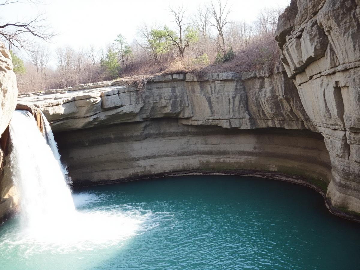 Wasserfall stürzt in ein türkisfarbenes Becken in den Arbuckle Mountains