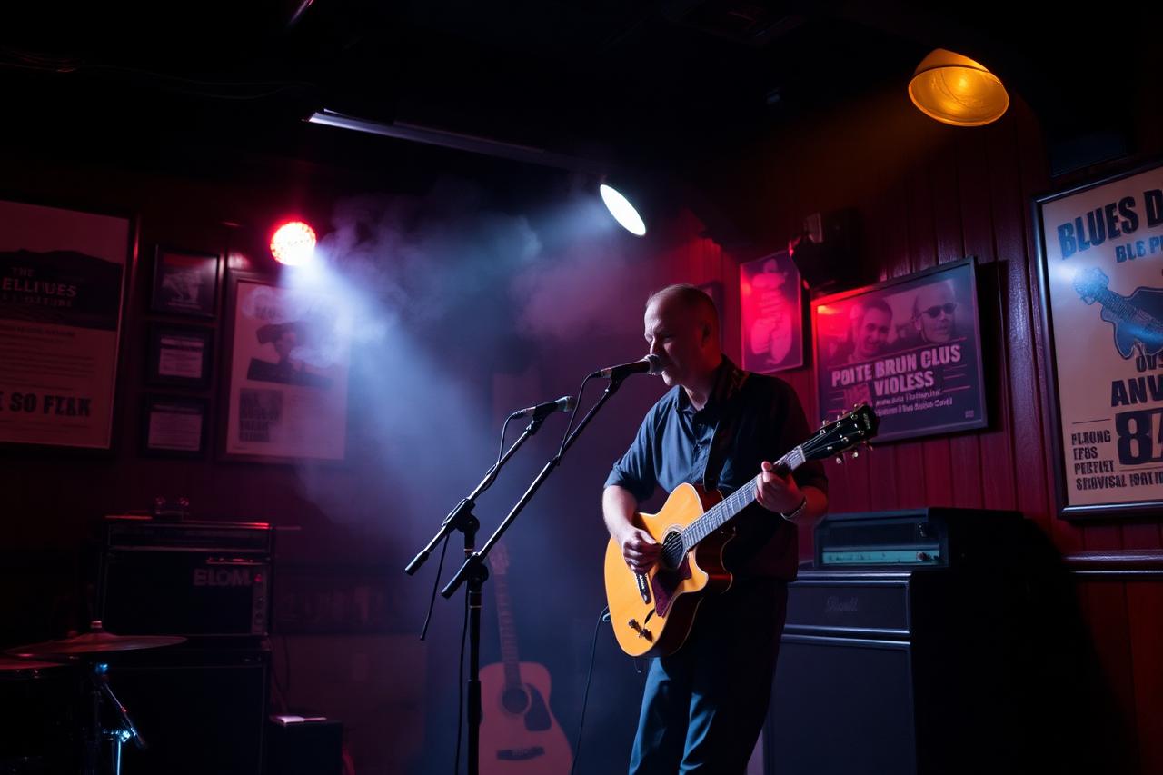 Musiker mit Gitarre auf einer kleinen Clubbühne in Memphis